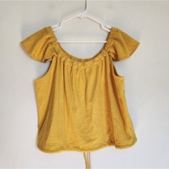 Madewell Texture & Thread Off-the-Shoulder Top in Yellow size XL - Picture 3 of 6